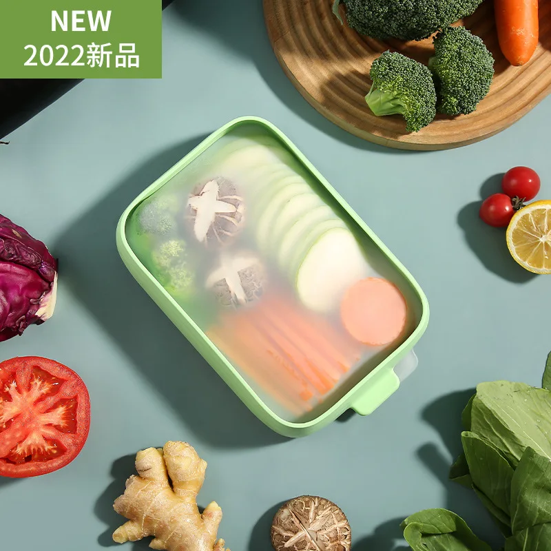 

New silicone fresh-keeping box, food grade fruit and vegetable can be frozen, microwave heated, square refrigerator storage box