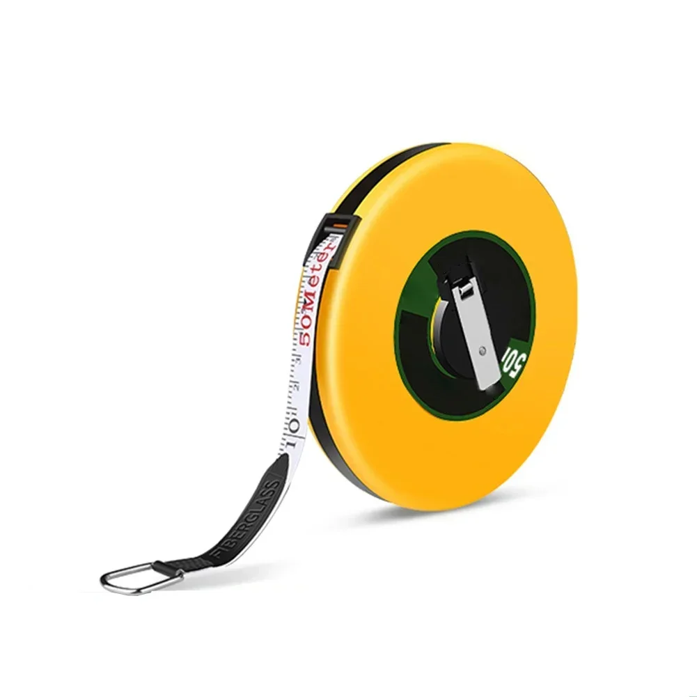 1PC Fiber Measuring Tape 10-100M Soft Tape Measure Ruler Wear-resistant Construction Tape Measure And Swivel Wheel For Surveying