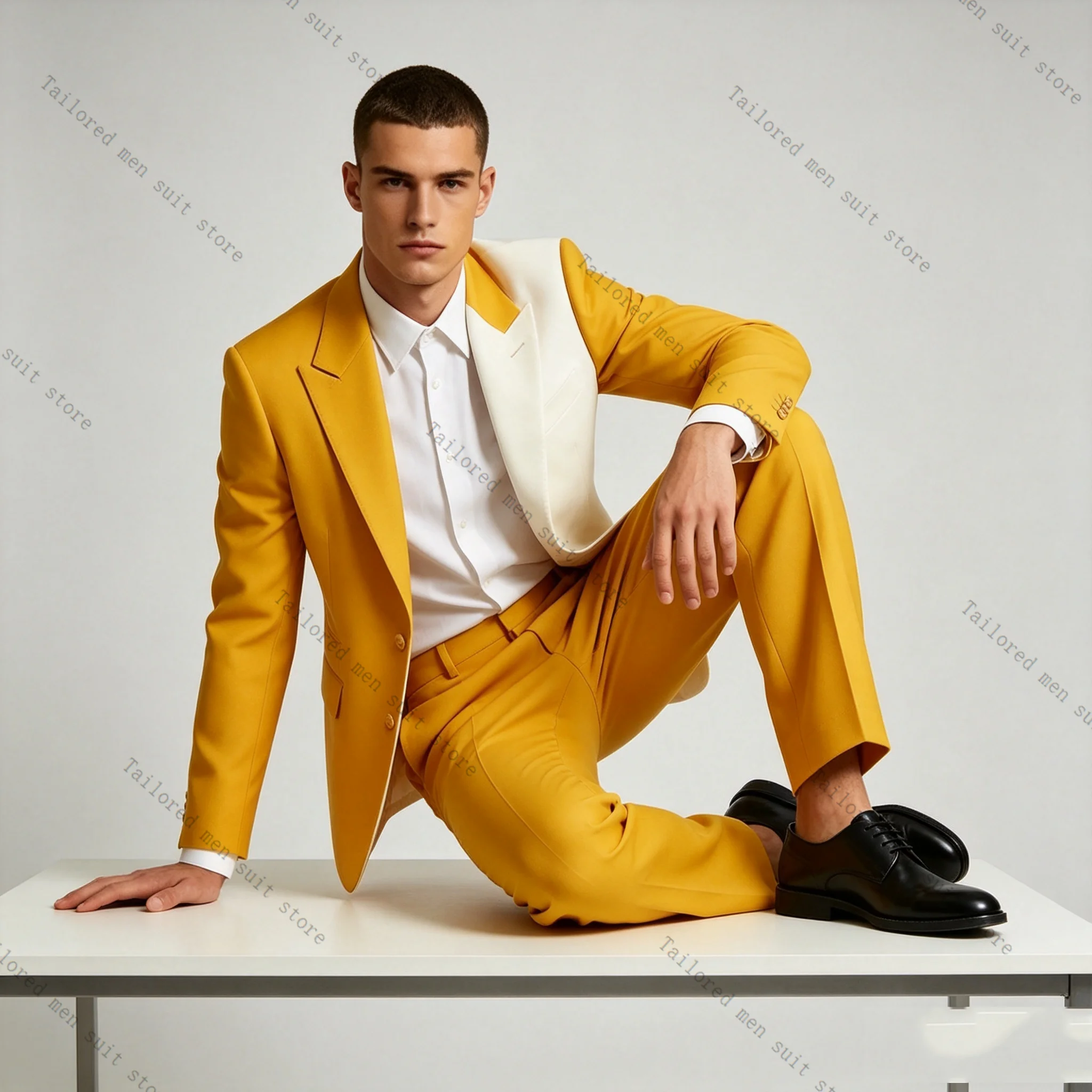 White Yellow Men Suits Pants S - Formal Wear For Men Yellow review and price