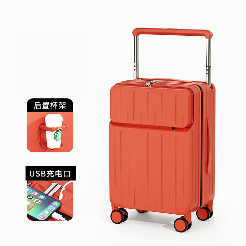 Carry on Travel Luggage,Front Opening Laptop Boarding Suitcase,Large Size Travel Bag Trolley Case Rolling Suitcase For Women Men