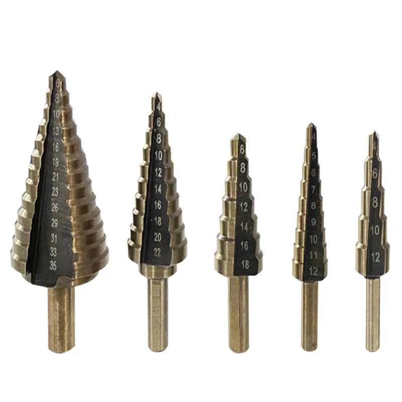 5pcs HSS Metric/Inch Cobalt Step Drill Bit Set Multiple Hole 50 Sizes Case High Speed Steel Metal Drilling Tool for Metal Wood