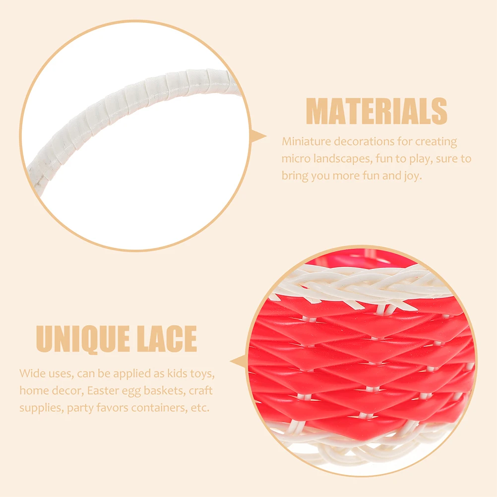 

10pcs Mini Woven Kids Handheld Plastic Gift For Easter Small Storage Basket With Handle Tiny Picnic Basket For Crafts Candies