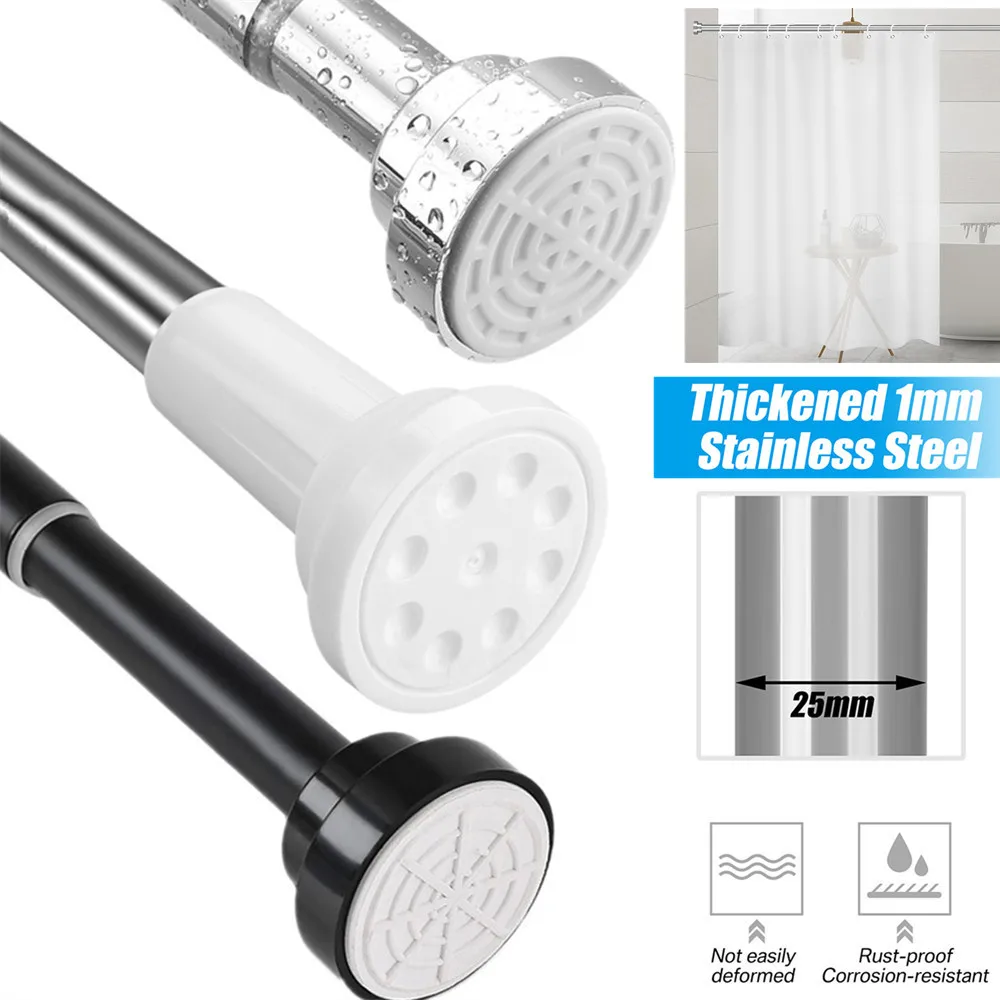 20 To 78Inch Tension Shower Curtain Rod Length Adjustable Spring Pole Stainless Steel Never Rust Non-Slip for Bathroom Kitchen 