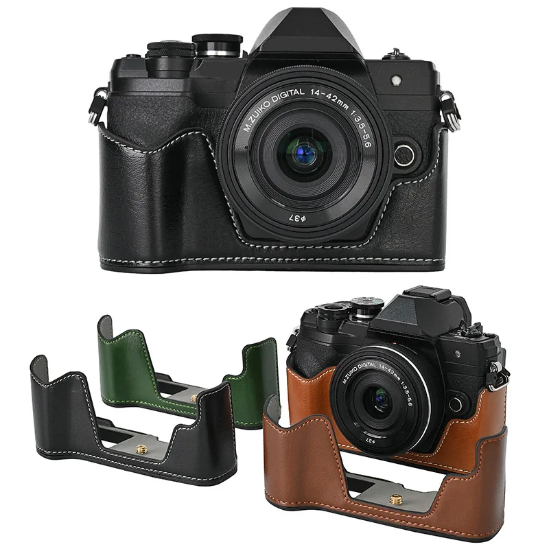 Leather Half Case for Olympus OM-D E-M10 Mark IV EM10M4 Camera