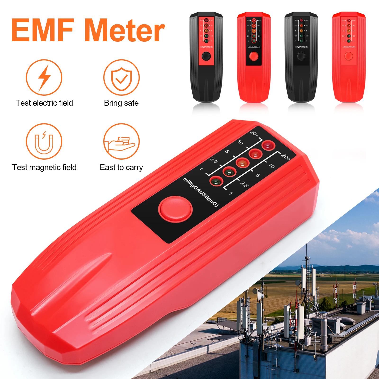 

Portable Radiation Detector 5 LED EMF Meter Electromagnetic Field Radiation Detector Handheld Tester Ghost Hunting Gauss Meter