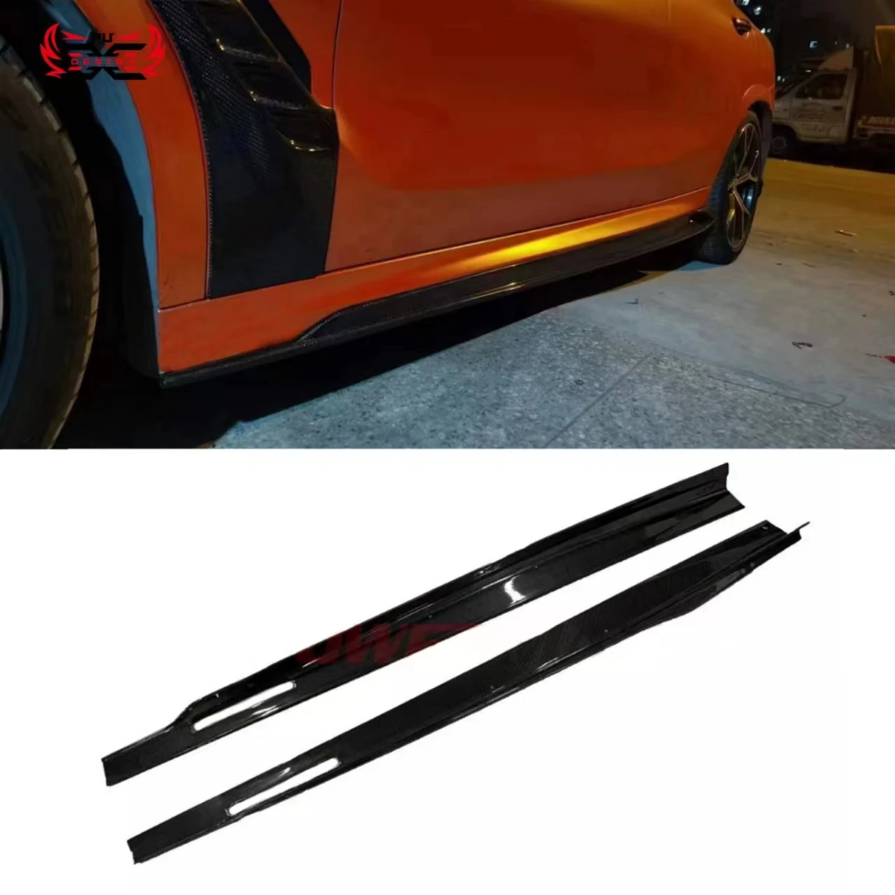 LD Style Carbon Fiber Side Bumper Lip For BMW X6 G06  Side Skirt Side Lower Retrofit accessories Body Kit