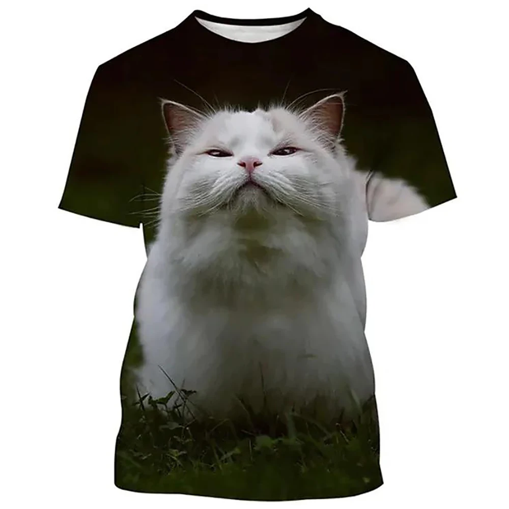 Men's New Cute Animal Cat 3d Pattern Summer T-shirt Casual Street Personality Comfortable Oversized Clothing Tops Tees