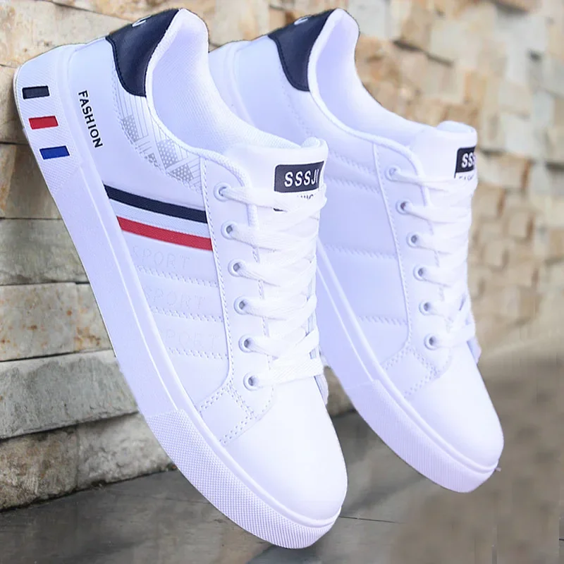 White Vulcanized Sneakers Men Casual Shoes Flat Comfortable Shoes Summer Autumn Leisure Leather Sapatenis Masculino Chaussures