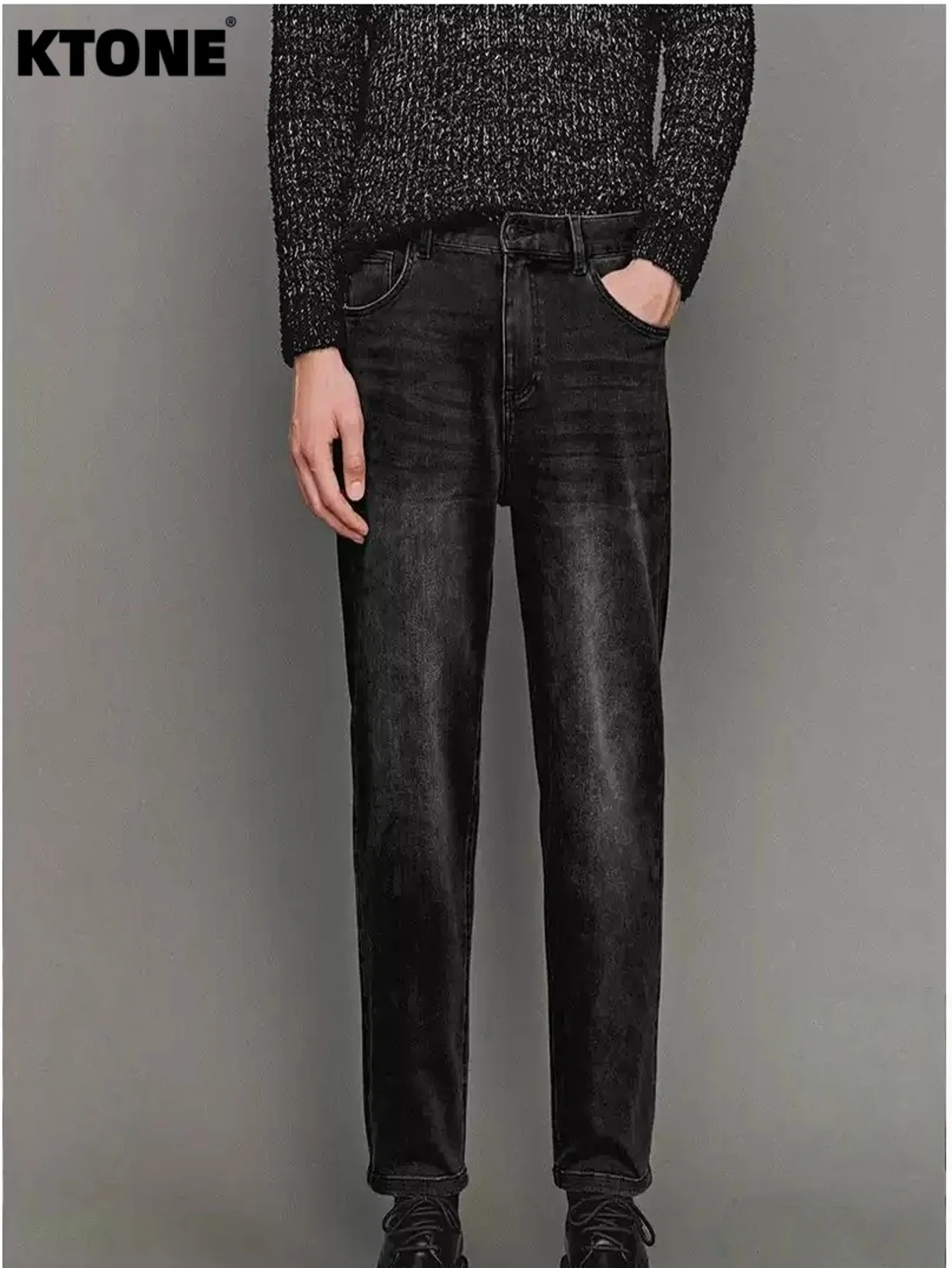 

Streetwear Jeans Black Slim For Man Minimalist Solid Color Drip No accessories or belts included