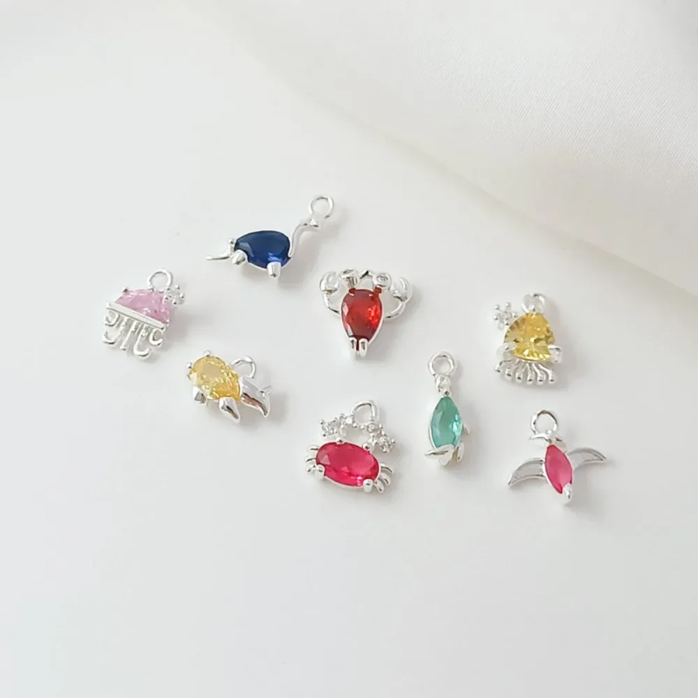 

Copper Plated Silver Inlaid with Colorful Zirconium Dinosaur Marine Creatures Jellyfish Octopus Pendant DIY Jewelry Pendant