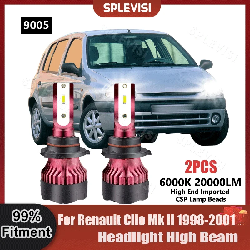 

Super Brighter 2PCS 9005/HB3 LED Headlight High Beam Bulbs 20000LM 200W For Renault Clio Mk II 1998 1999 2000 2001 Car Lights