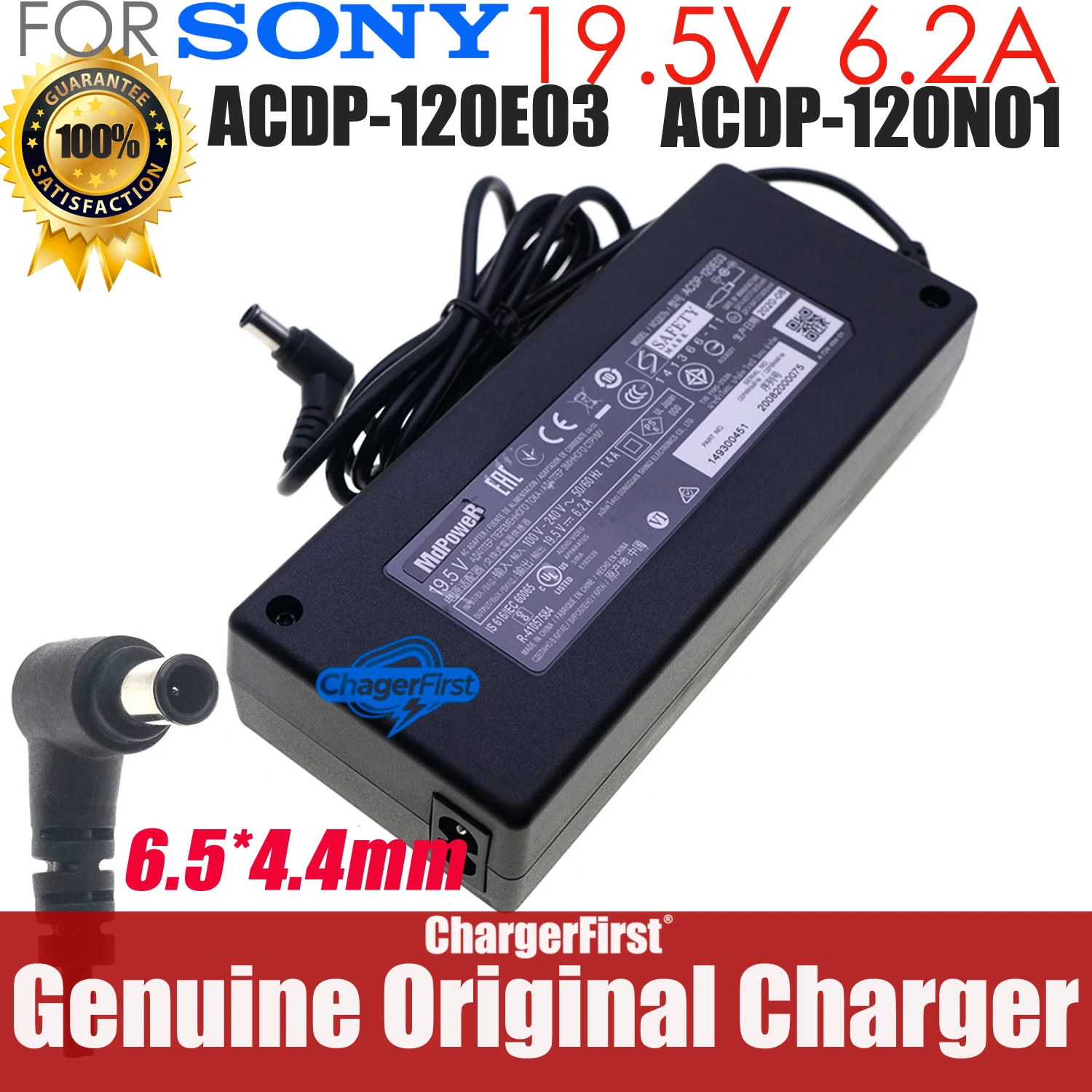 ACDP-120D01 19.5V 6.2A AC Adapter Charger For Sony Bravia KD-65XF7002 KD-49XF7073 KD-49XF7077 LCD/LED TV Power Supply