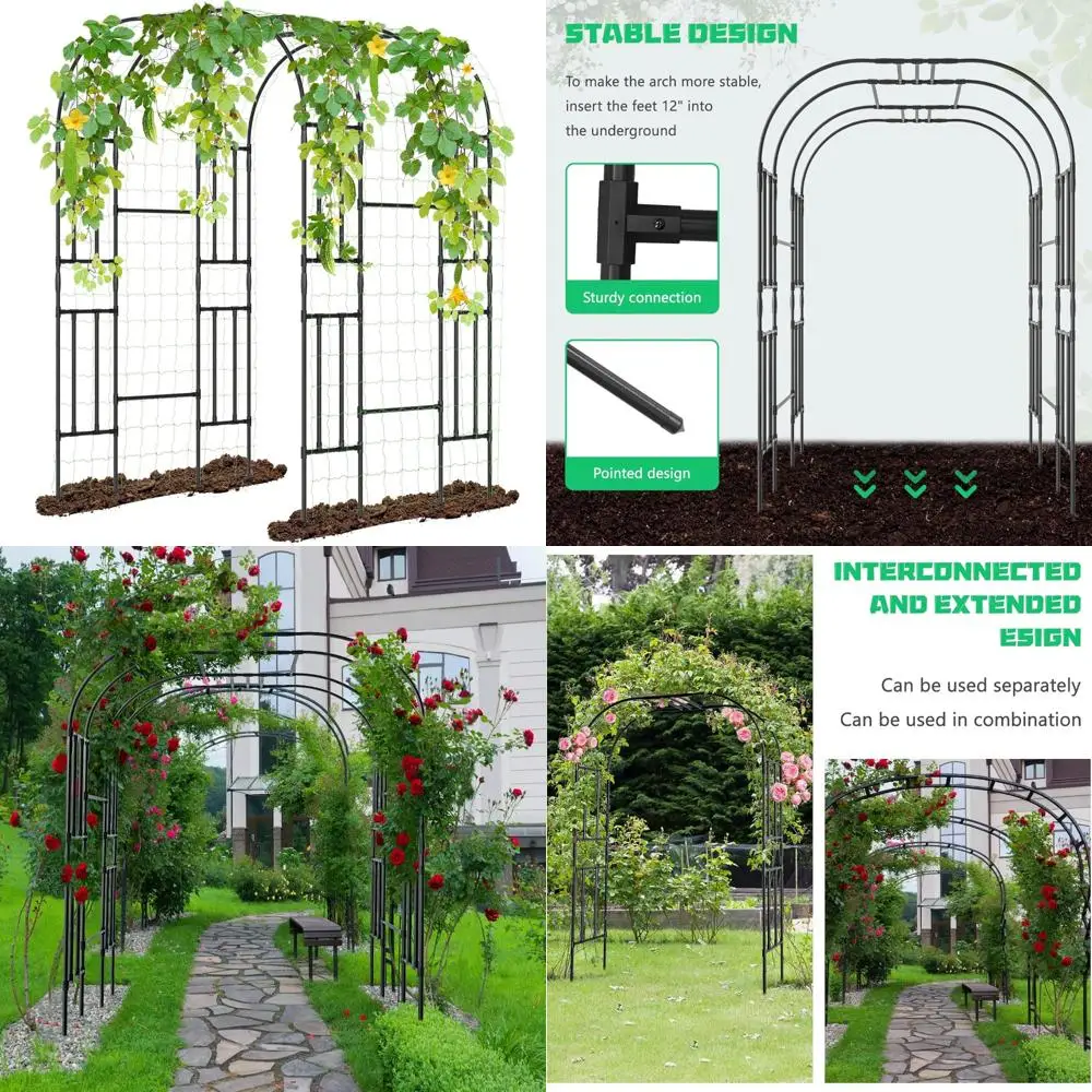 

Металлическая садовая решетчатая арка для наружного использования, высота 87 дюймов, большая поддерживающая структура для альпинистских растений
