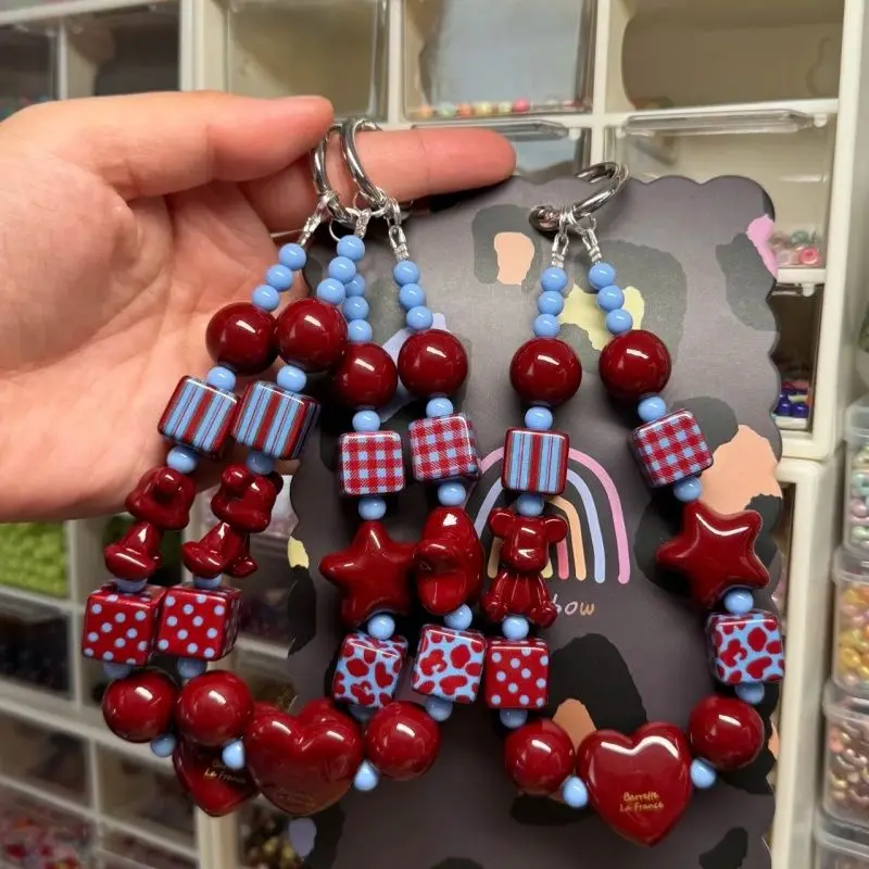 

Customized Bead DIY Phone Strap Lanyard With Slip Card For iPhone 17 Schoolbag Airpods Warm Color Ins Korea