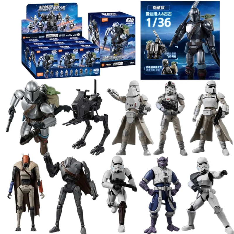 

BLOKEES Original Star Wars Mandalorian and Grogu Din Djarin Yoda Toy Lite Champion CLASS AT-RT Action Figure Assembly Model Gift