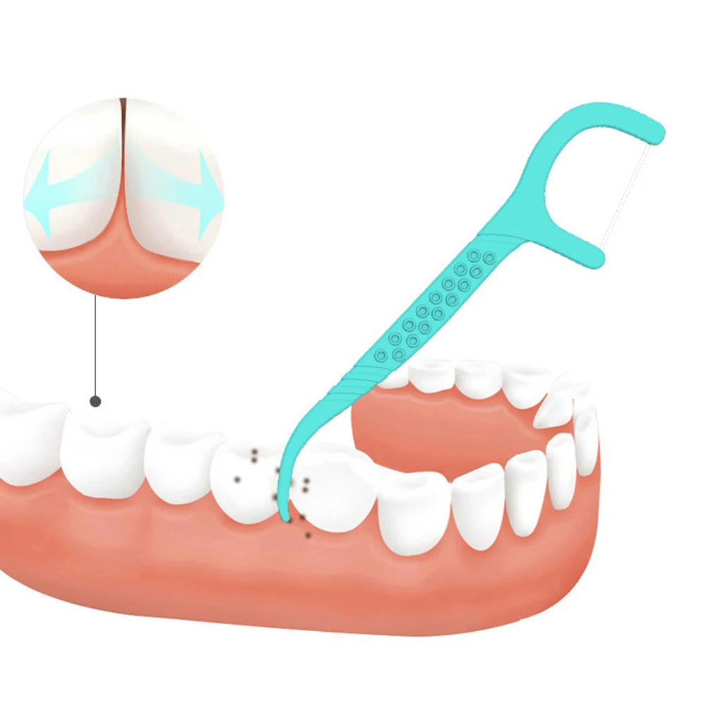 Hilo Dental portátil, cepillo Interdental de menta, palo de limpieza Dental, palillo de dientes desechable, higiene bucal, cuidado bucal, 100