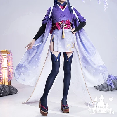 COSLEE Genshin Impact Raiden Shogun Makoto/Ei Beelzebul New Skin Game Suit Kimono Dress Uniform Cosplay Costume Halloween Outfit