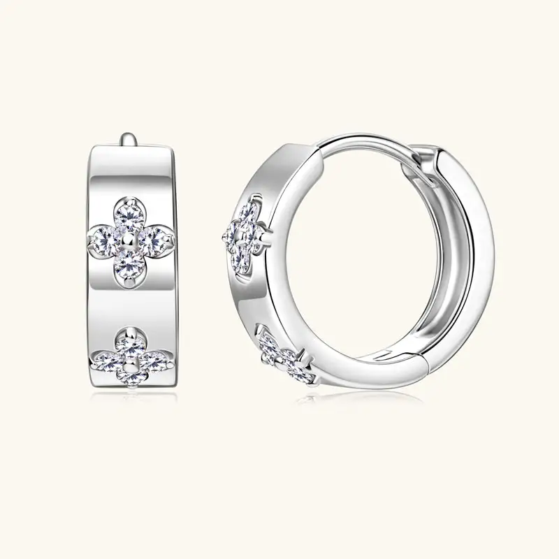 OXTAO Certified Moissanite Lucky Four-leaf Necklaces Earrings Bracelet for Women 100% S925 Silver Jewelry Accessory Sets - Image 38