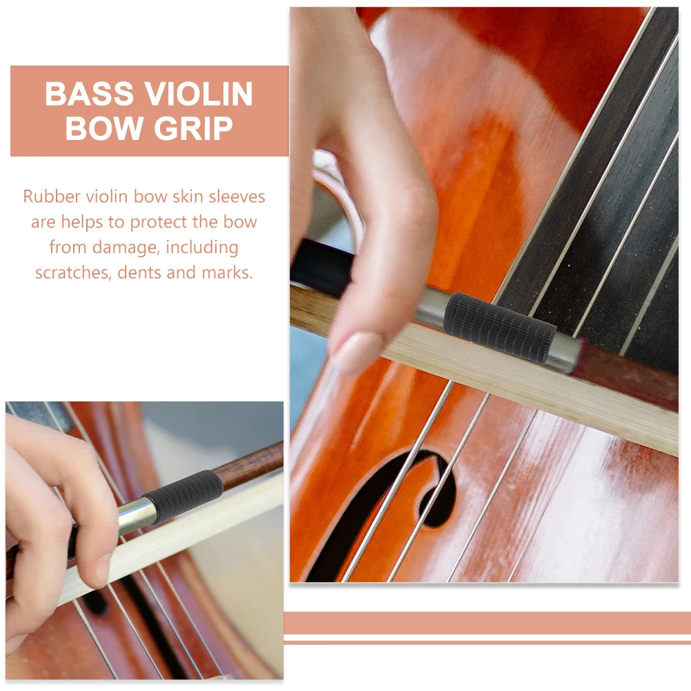 

4pcs Violin Bow Grip Rubber Sleeves Beginner Bass Accessories Replacement Thick Comfortable Install Protect Scratch Dent Marks