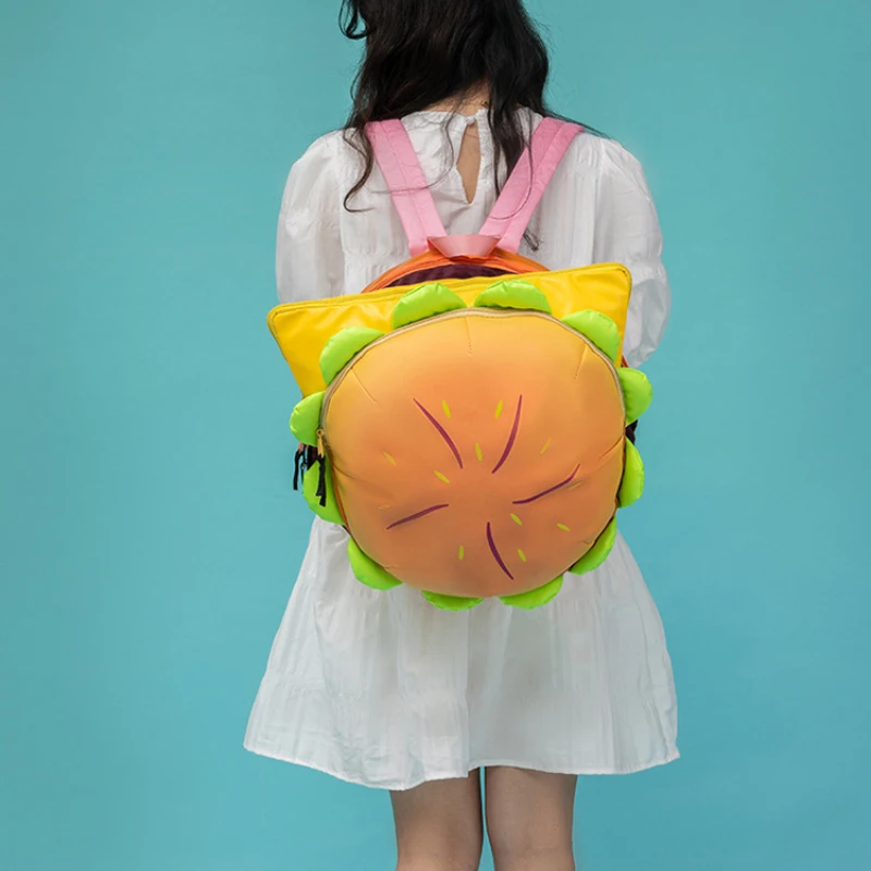 Zaini per Hamburger per le donne Trend 2024 Cartoon Cute Student Bags personalità della donna borsa da scuola Hip Hop alla moda morbida e insolita