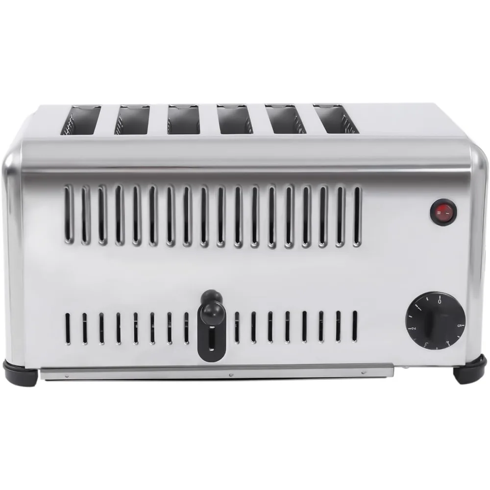 6 Slot Commercial Toaster - 6 Slice Wide Slot Stainless Steel Toaster for Restaurant and Home Kitchen