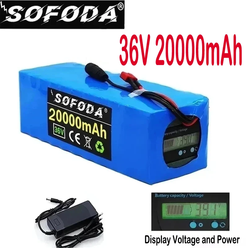 

36V battery 10S4P 20Ah battery pack 1000W high power battery 42V 20000mAh Ebike electric bicycle BMS Capacity Indicator+charger