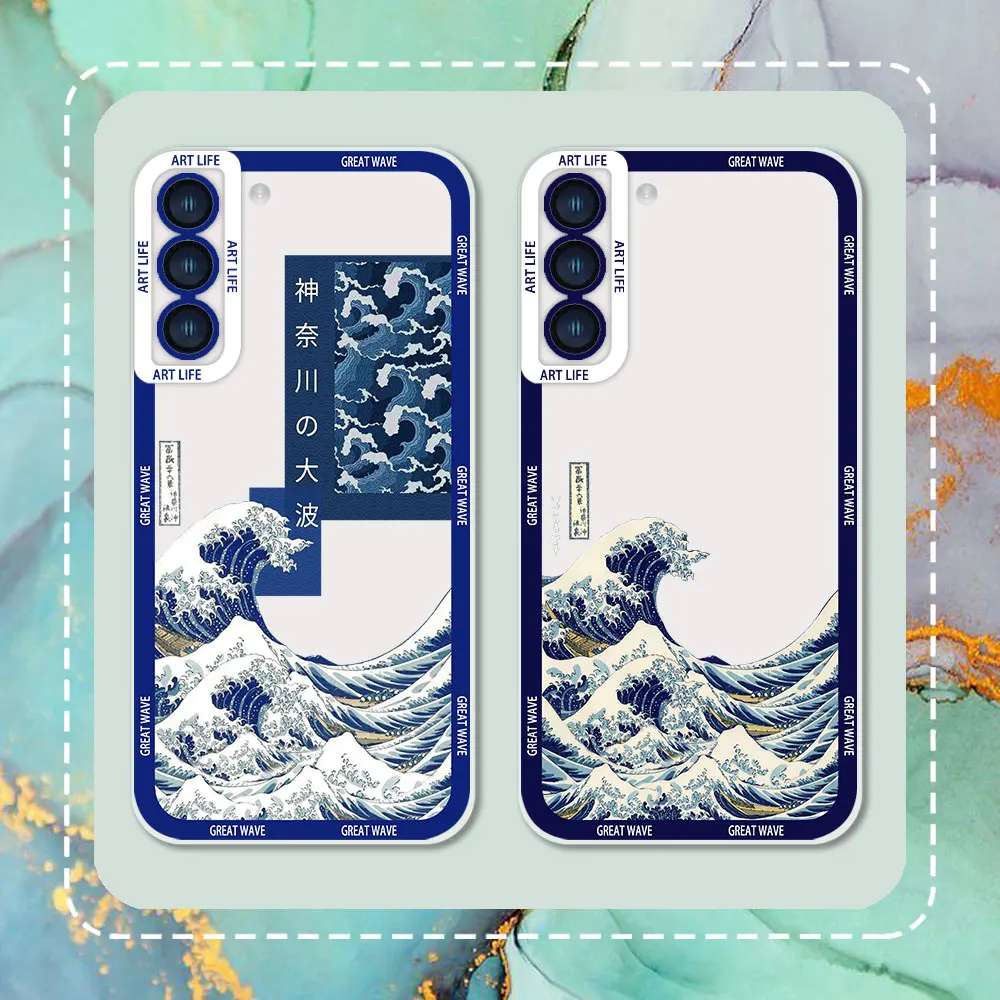 Luxury Japan The Great Wave Off Kanagawa Phone Case For Samsung Galaxy S23 S22 S21 S20 Fe Ultra Plus 5G S10 Note 20 10 A04 Cover