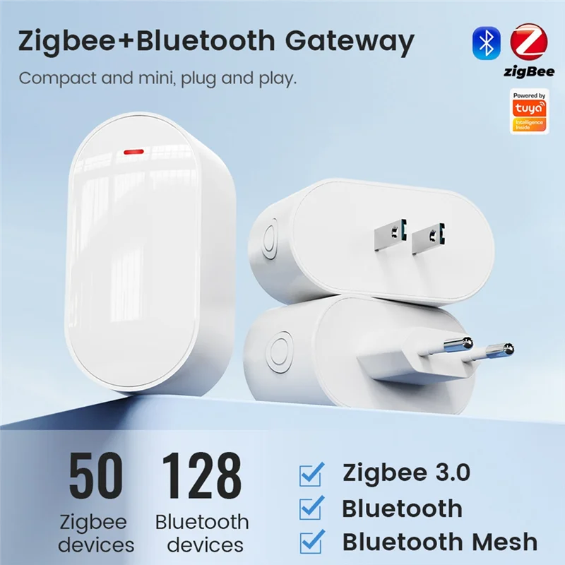 

M18K-Smart Life Bluetooth Mesh Hub, вилка европейского стандарта, совместимый смарт-шлюз Tuya Zigbee3.0 с многорежимной функциональностью