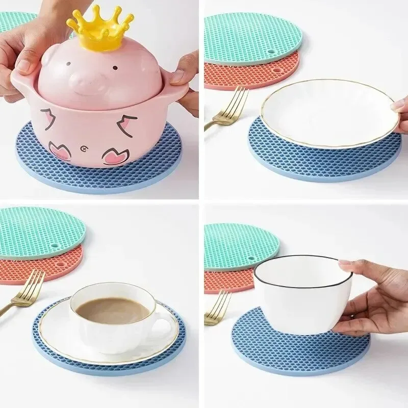 

Round Heat Resistant Silicone Mat Drink Cup Coasters Insulation Non Slip Pot Holder Thicken Table Placemat Kitchen Accessories