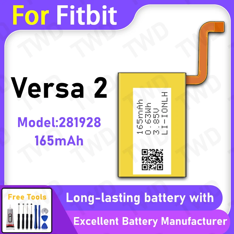 

100% новая батарея 165 мАч 281928 для Fitbit Versa 2, сменная батарея + бесплатные инструменты