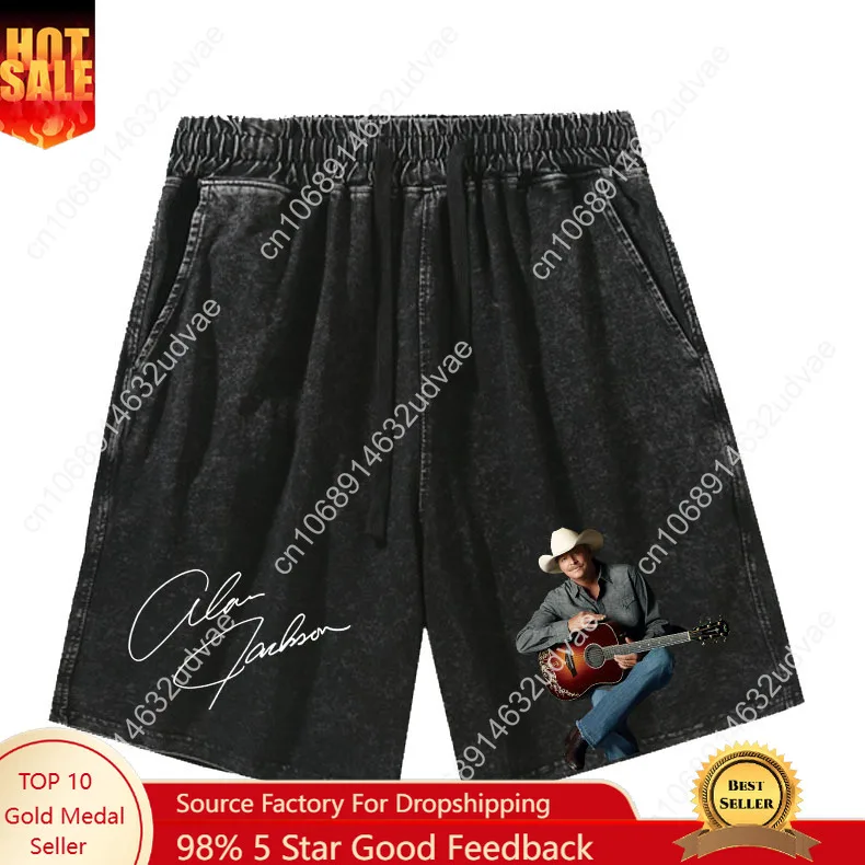 

Alan Jackson Shorts Man Woman Teenager Retro Short Pants Vintage Cotton Elastic Soft Beach Shorts Pattern Text Customized Pant