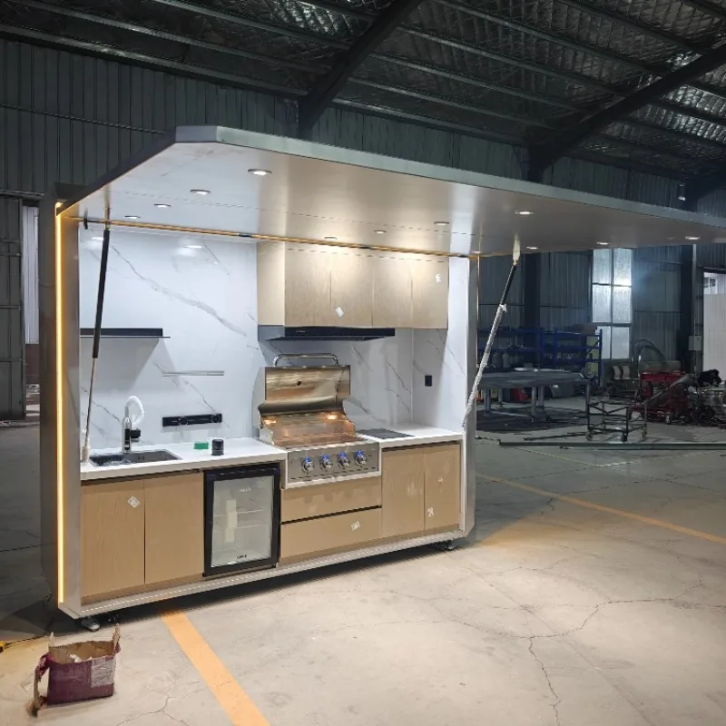 Luxury Backyard BBQ Pods Premium Outdoor Kitchen Bar Enclosed Modular Cabinet System Rust Proof Stainless Steel Customized