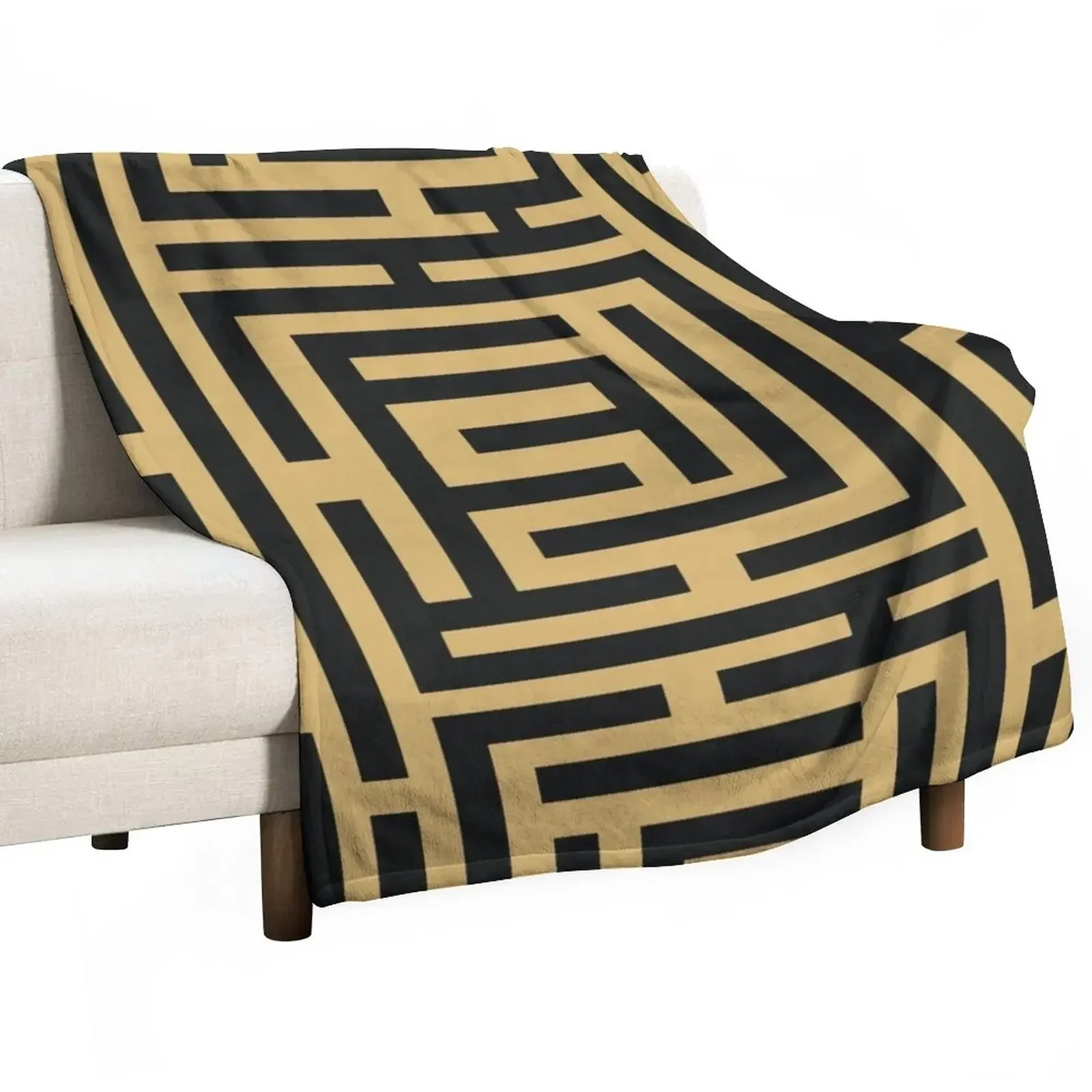 

Aztec Black and Gold Pattern Geometric Throw Blanket Hair anime Decoratives Camping Blankets