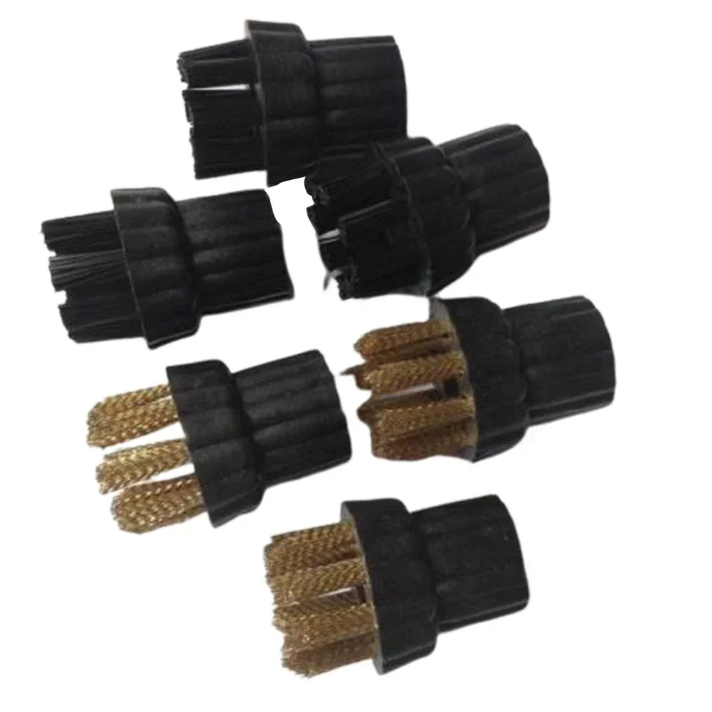 Fit For Steam Mop Steam Cleaner Brush Brass Nylon 6pcs /set Components Head Spare Parts 6pcs/set Accessories