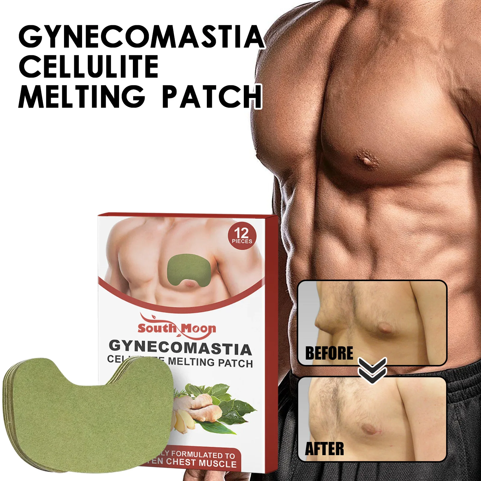 Gynecomastia Cellulite Melting Patch Man Breast Firm Shrink Anti Sagging Pectoral Shaping Melting Strengthen Muscles Patches