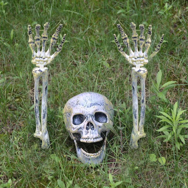 Scary Skeleton Props Plastic Simulation Human Skeleton Hand Bone Halloween Home Garden Decoration Halloween Party Supplies