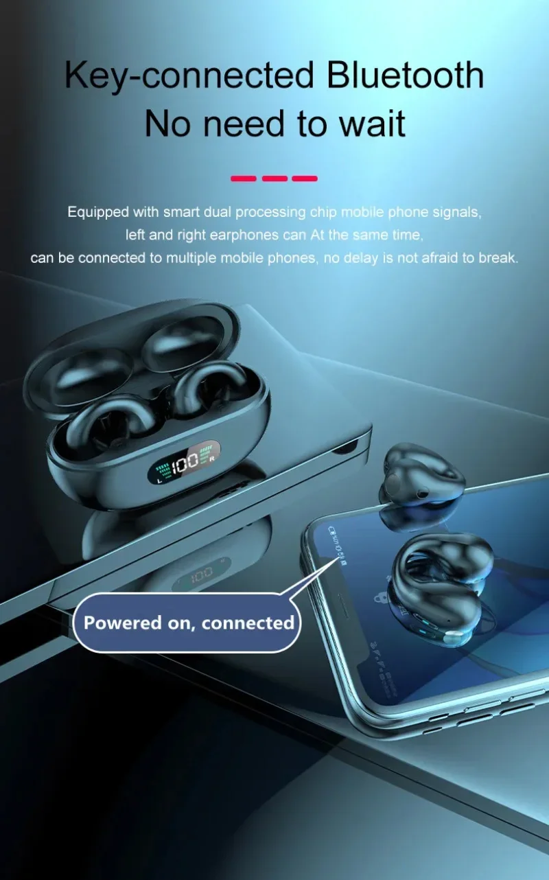 Lenovo Ohrclip-Bluetooth-Kopfhörer mit extrem langer Akkulaufzeit, Over-Ear-Kopfhörer mit Geräuschunterdrückung und Knochenleitungstechnologie – Detail 10