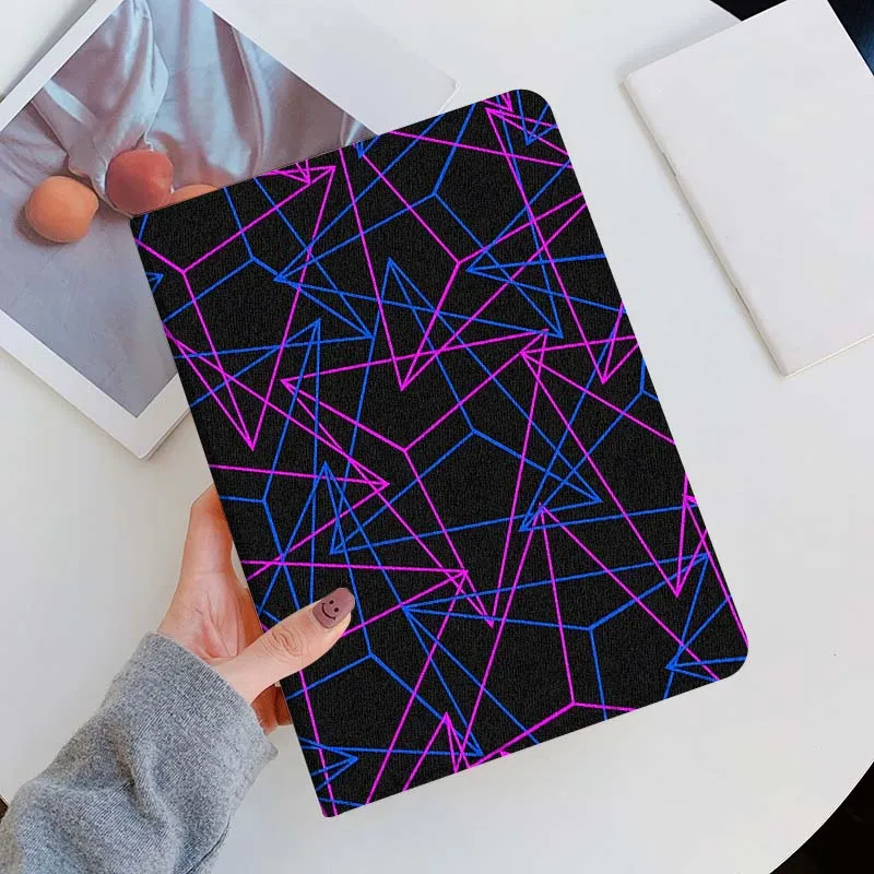 Geometric Lines Art Fashion For iPad Pro Mini Air 1 2 3 4 5 6 7 10 11 th 8 9 gen 11 M4 M5 Foldable Tablet Case Cover
