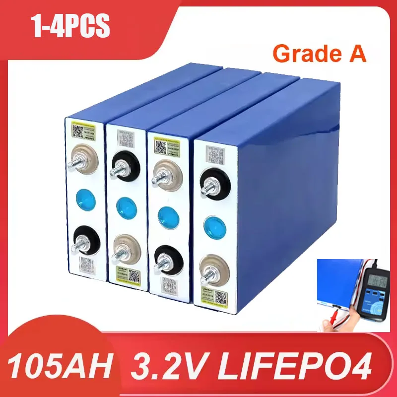 New 3.2V 105Ah LiFePO4 Battery DIY 4s 12V 8s 24V Inverter RV Motorcycle Electric Car Travel Solar Batteries Grade A