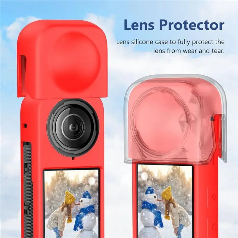 B31B Silicone Protective Cover Case for X4 Action Camera Anti-Scratch Camera Protector with Lens Cover Accessories Red