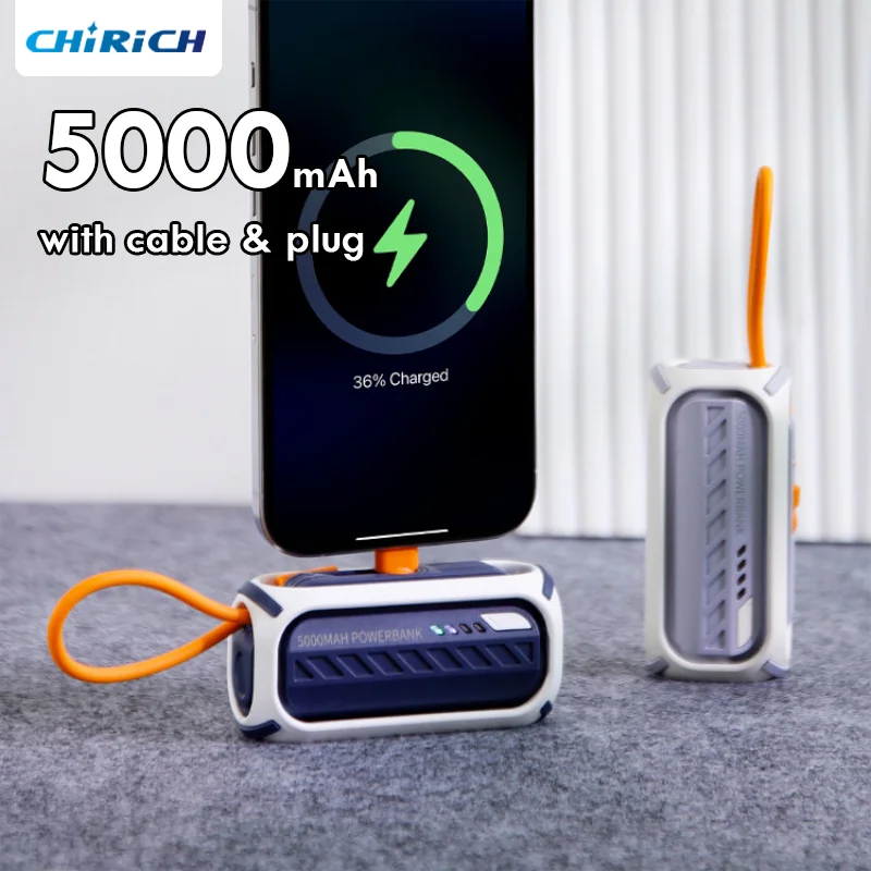 

5000mAh Mini Power Bank Portable Fast Charging PD20W External Spare Battery Small Powerbank With Type-C Cable For iPhone Samsung