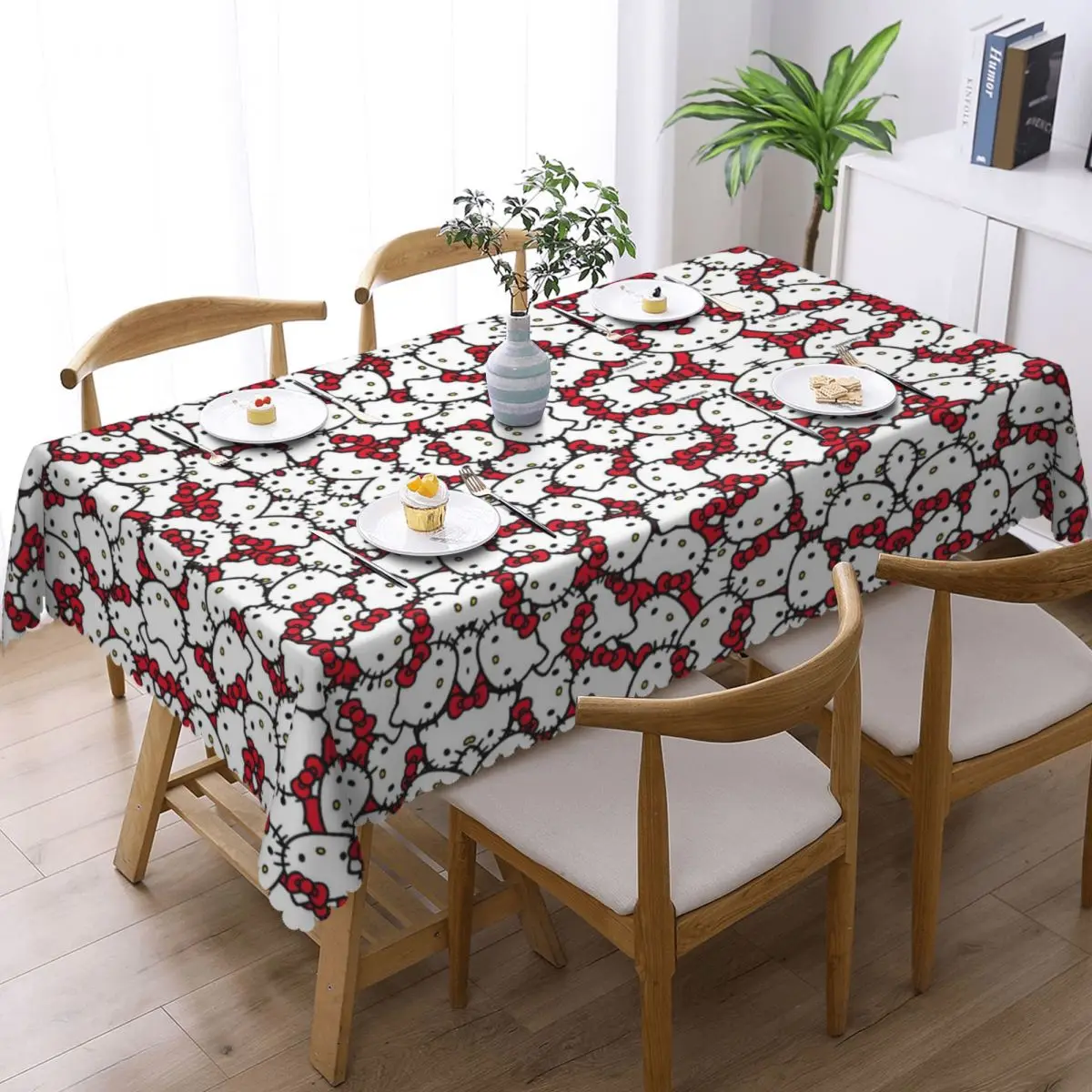 Customized Rectangular Hello Kitty Pattern Table Cloth Waterproof Tablecloth Outdoor 40