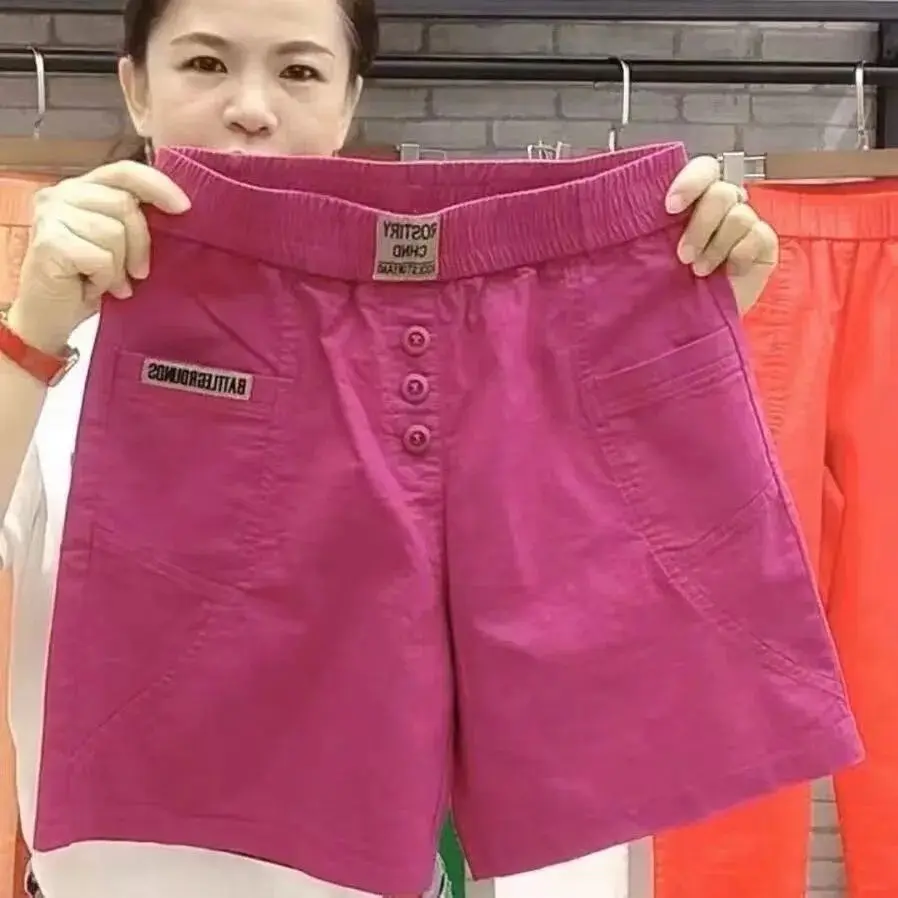 

High Waist Pure Cotton ort Pants Women's Summer Thin Straight Leg Five-Point Loose Slimming Casual Outerwear Hot Pants