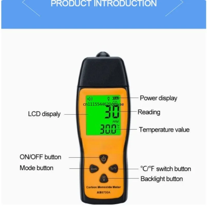 Handheld Carbon Monoxide Detector Meter,Professional CO Gas Tester with LCD Backlit Display, 0-1000PPM Range for Industrial/Home