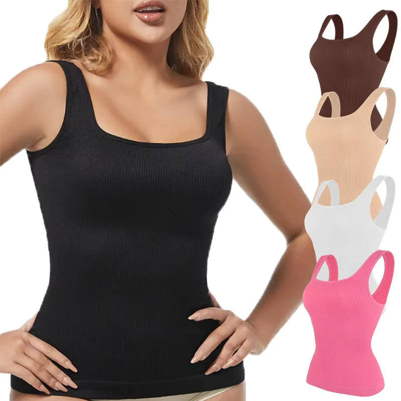 

Womens Comfort Devotion Shapewear Tops Tummy Control Squared Neckline Camisole Tummy Control Body Shaper Compression Tank Cami