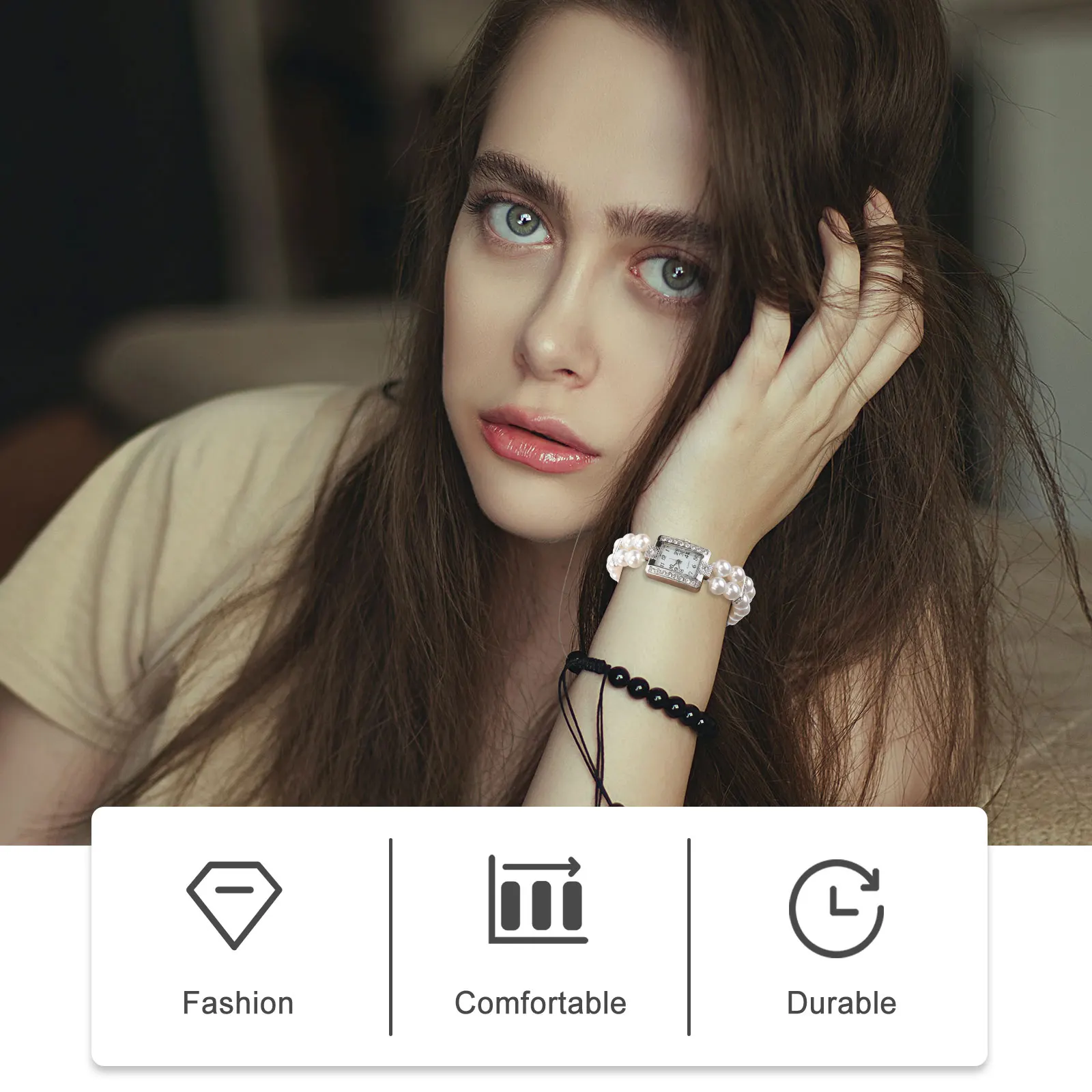 

2pcs Lady Quartz Watch With Imitation Pearl Strap Elegant Fashionable Women Wrist Watch For Casual Party Gift Gifting