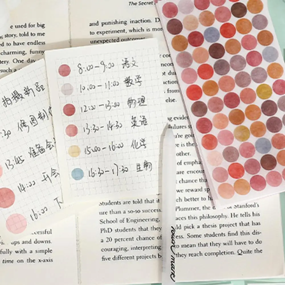 Round 6 Sheets Practical Super Sticky Journal Sticker 4 Styles Hand Account Sticker Self-adhesive   School Supplies