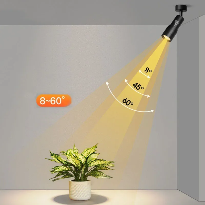 10W Zoomable LED Track Spotlight 8-60 Angle Focus LED Ceiling Spotlight LED Track Lighting for Shop Kitchen Scene Decor