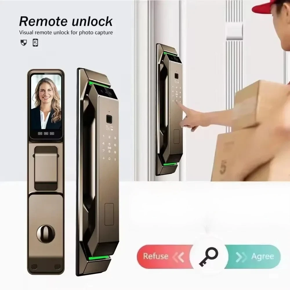 

Умный дверной замок Glomarket 3D с распознаванием лиц, камерой, сканером отпечатков пальцев, полностью автоматический, с поддержкой Tuya Wifi, цифровой смарт-замок.