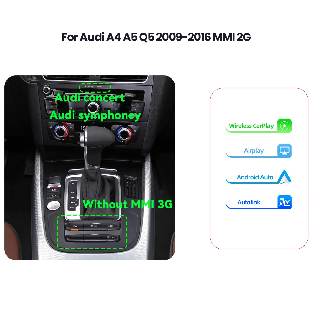 Bonroad Draadloze Carplay Android Auto Interface Voor Audi A4 B8 A5 Q5 2009-2015 Met Airplay Spiegel Link - afbeelding 1